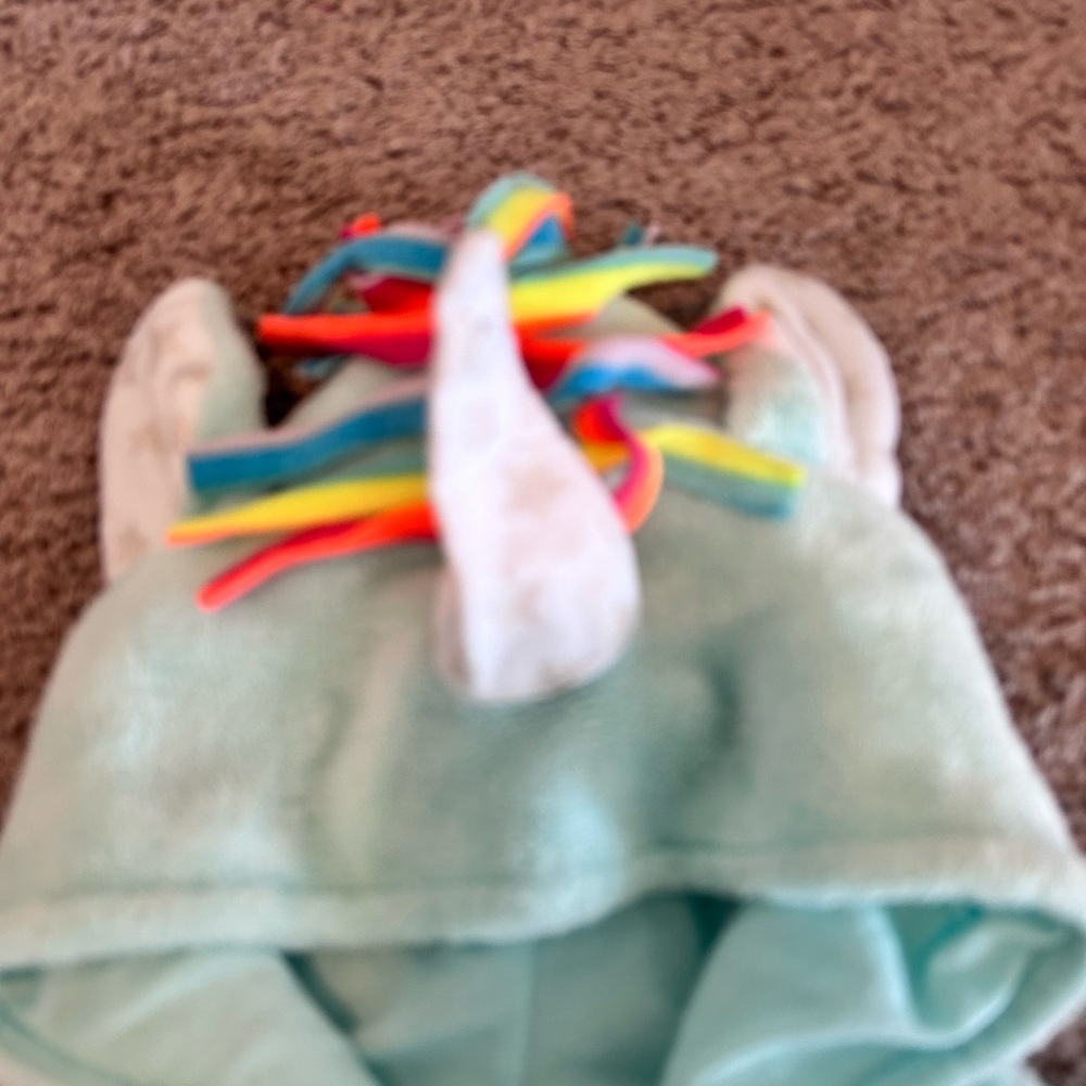 ❤️5 For $20❤️ Unicorn Hooded Pajama Robe Light Blue w Fringe w Pockets Size 6X❤️ - Picture 5 of 9